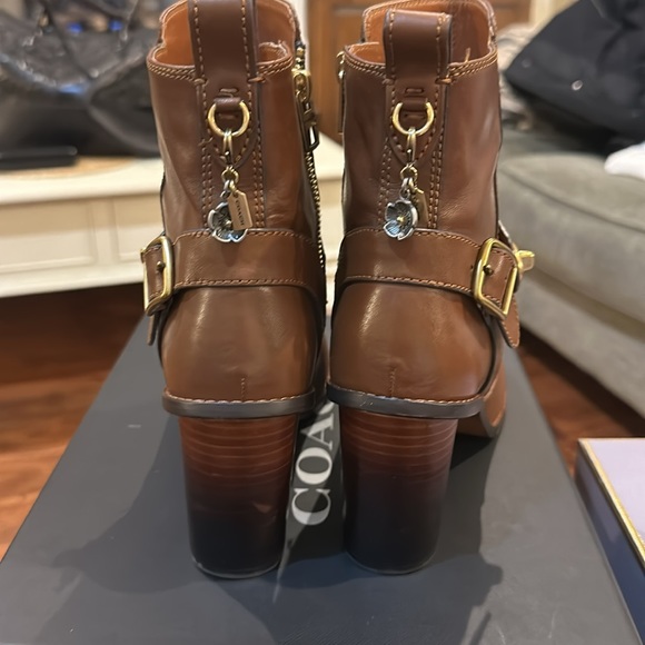 Coach Moto Bootie Heel Dark Saddle - Picture 5 of 7